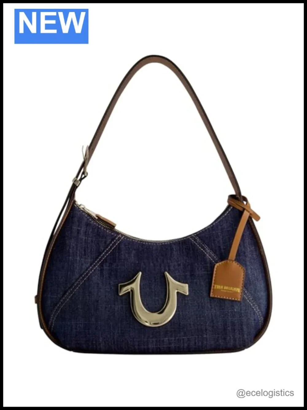 Women's Denim Hobo Bag with Adjustable Shoulder Strap, Cotton Polyester Blend